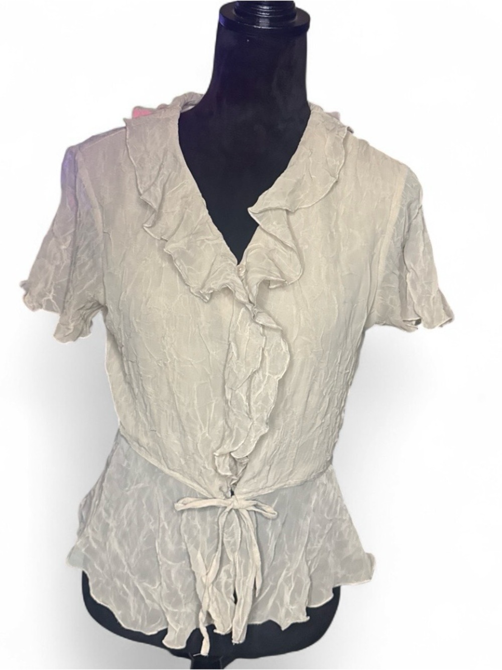 Jordan Cream Ruffle Tie-Waist Blouse
